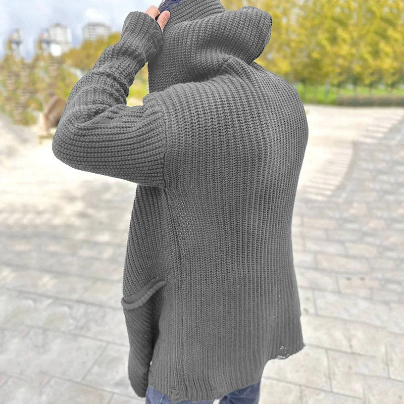 Casual Men Knitting Cardigan Jackets 2025 Spring Fall Stylish Lapel Pockets Sweater Coats For Men Clothes Knitted Sweater Jacket
