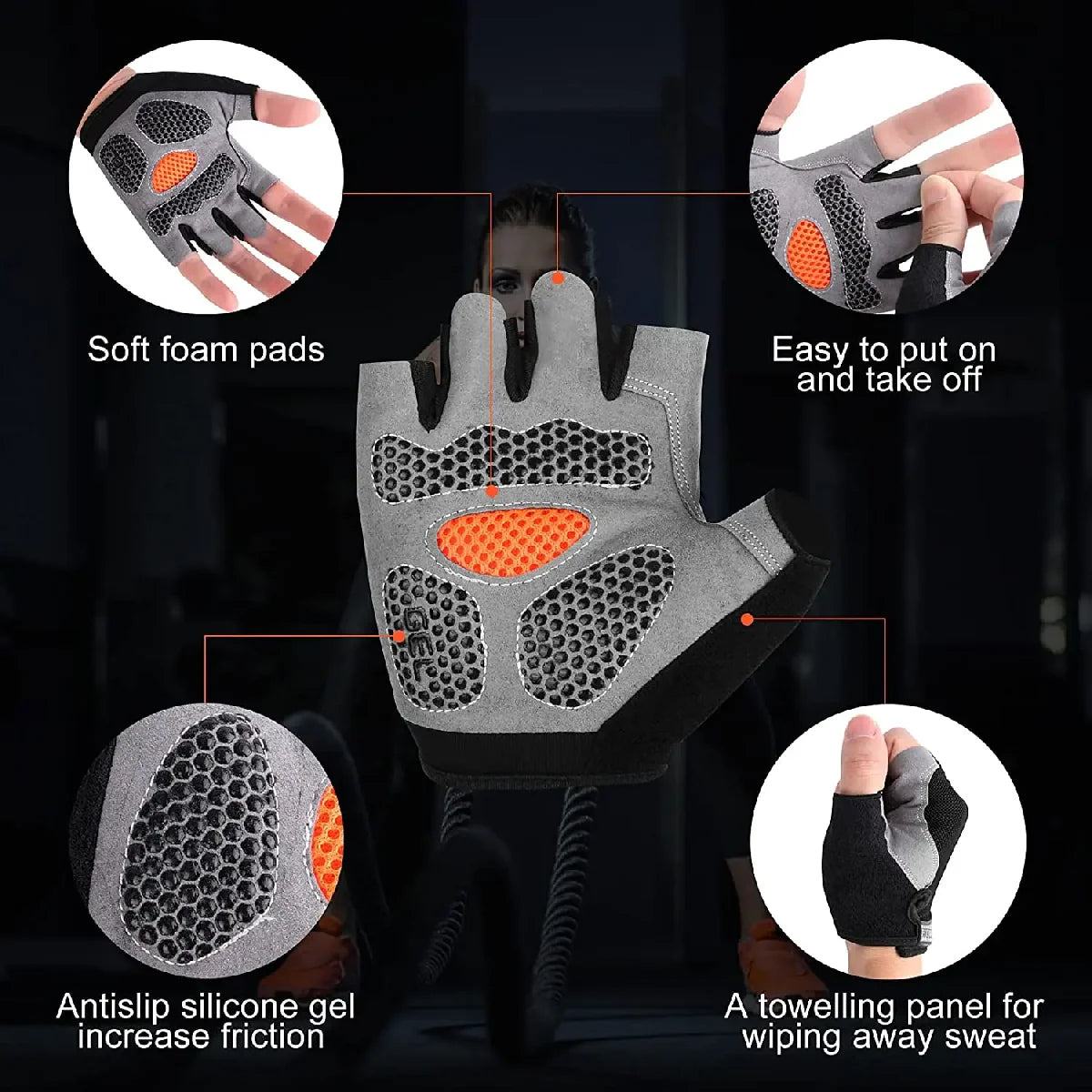 Weightlifti Gym Gloves Fitness Training Fingerless Women Men Bodybuilding Exercise Sports Gloves Cycling Anti Slip Breathable
