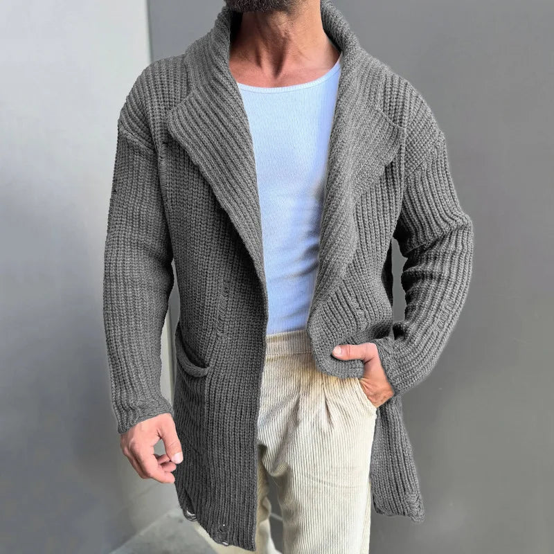 Casual Men Knitting Cardigan Jackets 2025 Spring Fall Stylish Lapel Pockets Sweater Coats For Men Clothes Knitted Sweater Jacket