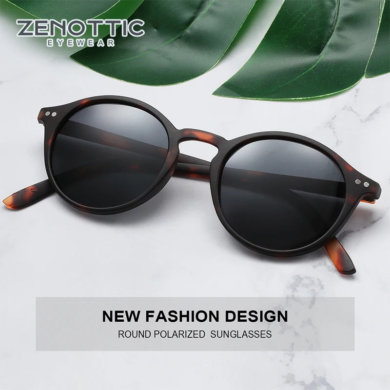 ZENOTTIC Fashion Polarized Sunglasses Men Women Brand Designer Retro Round Sun Glasses Vintage UV400 Goggles Shades