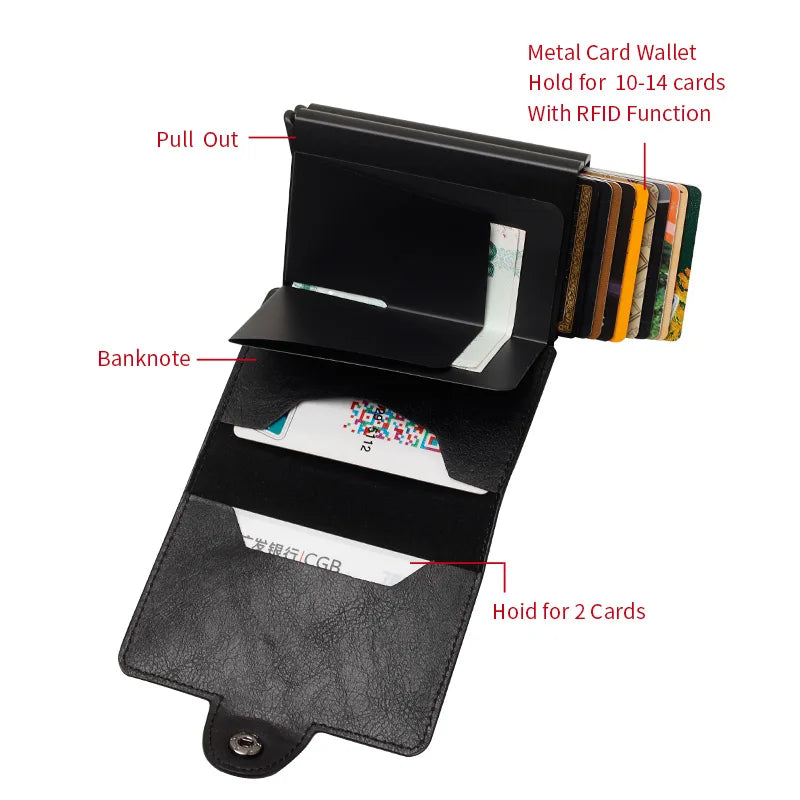 Carbon Fiber Credit Card Holder Mens Double Anti Rfid Bank Cardholder Case Wallet Metal Business Bank Minimalist Wallet Gift