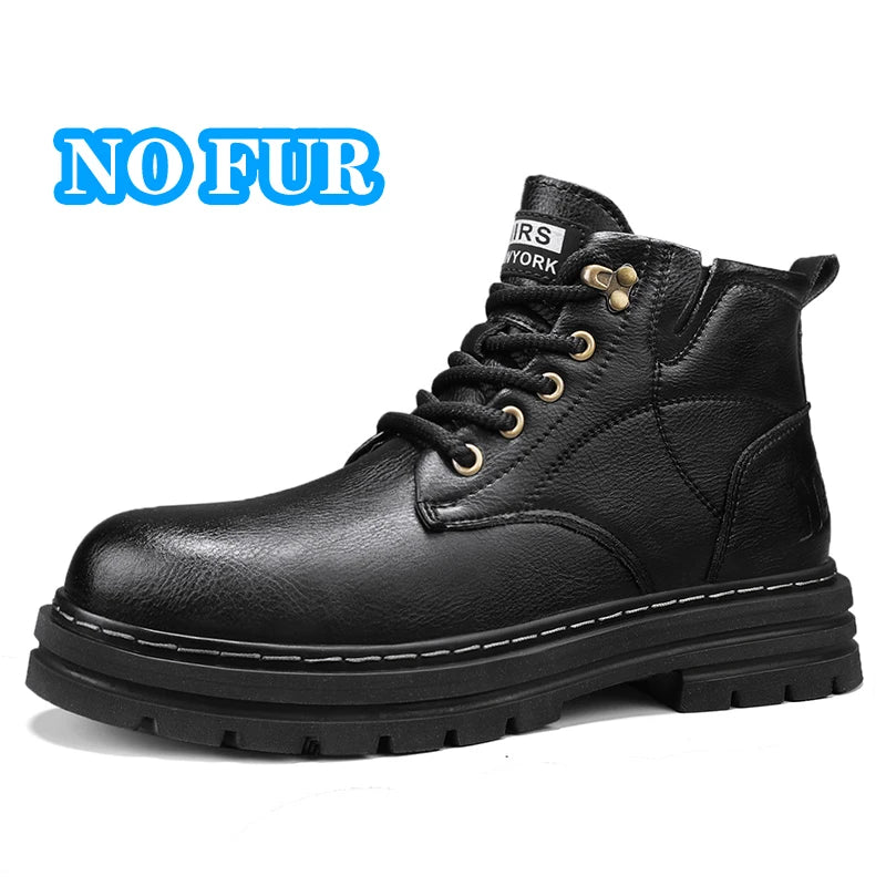 Luxury Brand Men's Lace-Up Shoes Winter Classic Mens High Top Boots Man Korean Version Casual Shoes Male Leather Fashion Boots