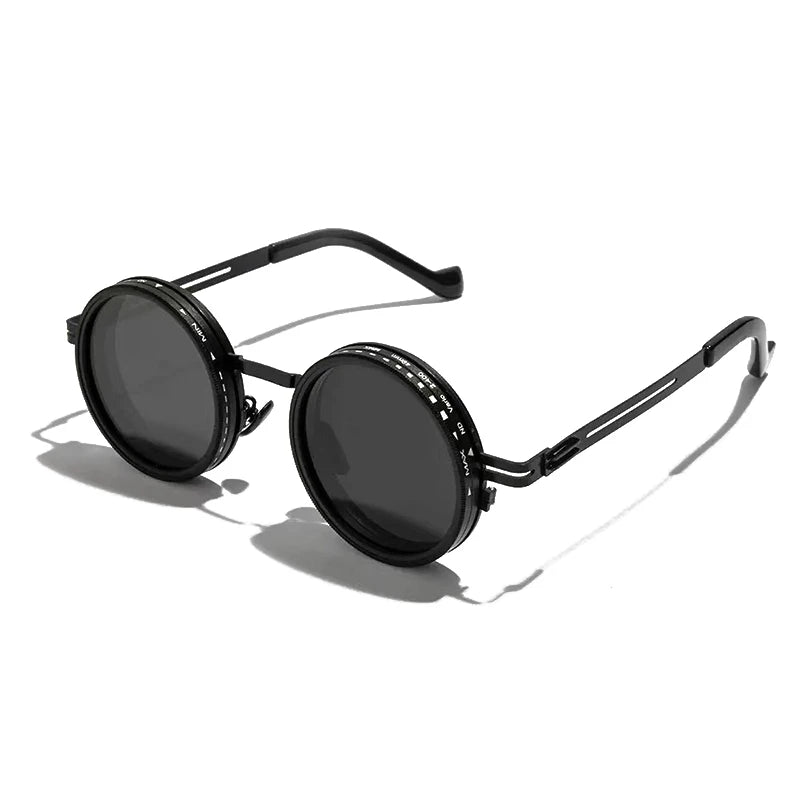SHAUNA Retro Metal Round Punk ND9-level Adjustable Dimming Sunglasses Women Polarized UV400 Fashion Men Outdoor Sun Glasses