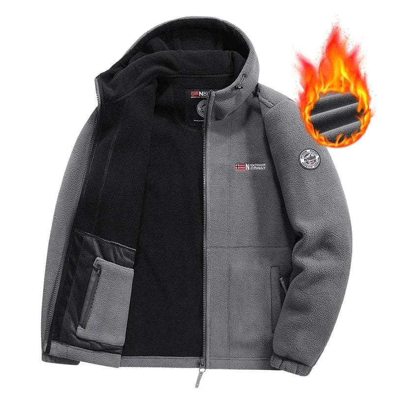 thick Fleece Padded Jacket Men's Autumn Winter Casual Anti-freezing Warm Hooded Coat Polar Cold Fleece Clothing Skiing Jackets