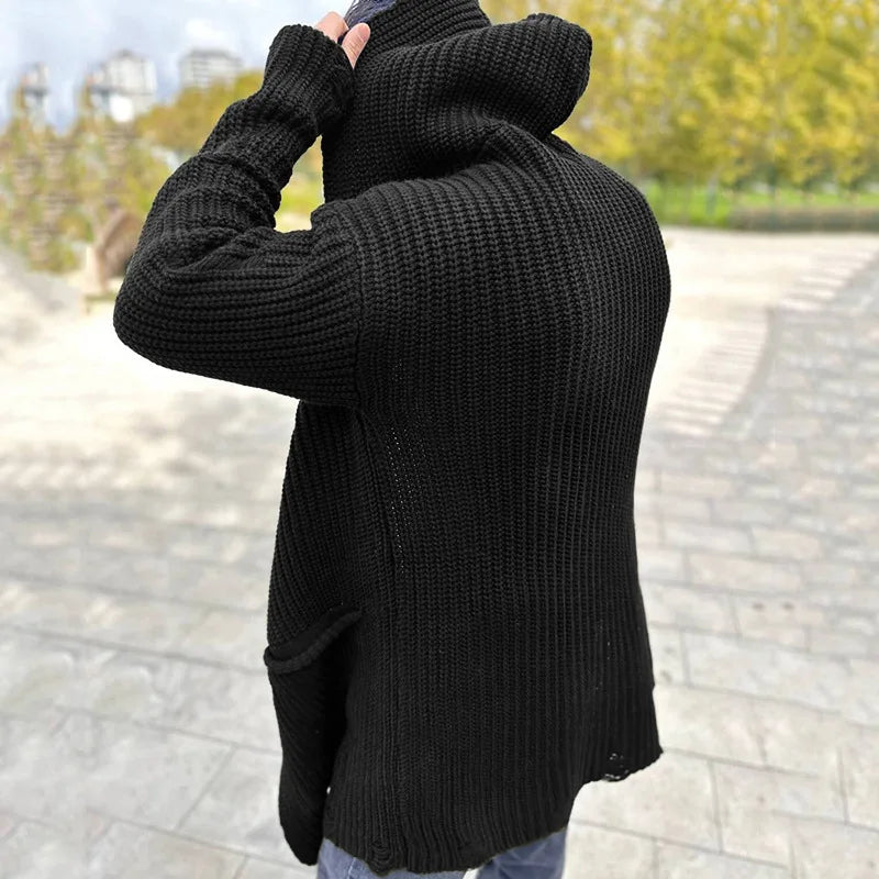 Casual Men Knitting Cardigan Jackets 2025 Spring Fall Stylish Lapel Pockets Sweater Coats For Men Clothes Knitted Sweater Jacket