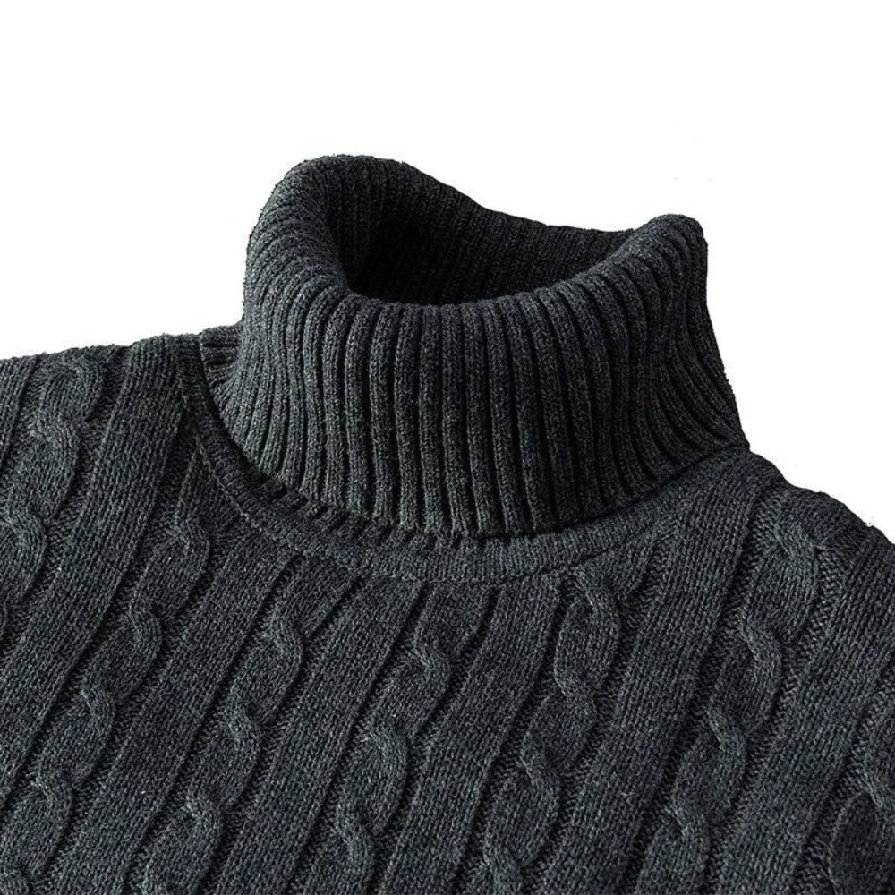 New Men's Turtleneck Sweater Solid Color High Neck Pullover Knitted Sweaters Casual Elastic Sweatwear Mens Fall Winter
