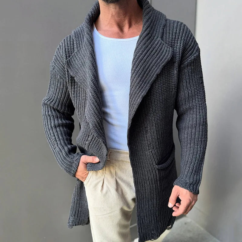Casual Men Knitting Cardigan Jackets 2025 Spring Fall Stylish Lapel Pockets Sweater Coats For Men Clothes Knitted Sweater Jacket