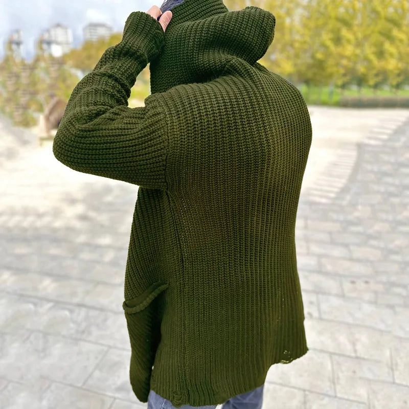 Casual Men Knitting Cardigan Jackets 2025 Spring Fall Stylish Lapel Pockets Sweater Coats For Men Clothes Knitted Sweater Jacket