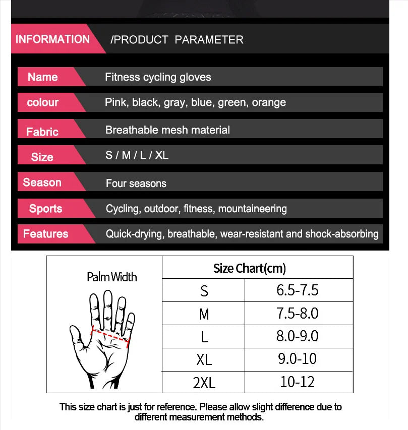 Weightlifti Gym Gloves Fitness Training Fingerless Women Men Bodybuilding Exercise Sports Gloves Cycling Anti Slip Breathable