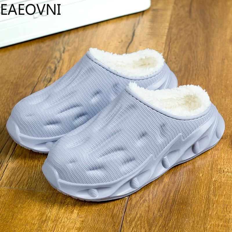 New Slippers for Men Winter Cotton Outdoor Mans Casual Men's Shoes Trendy All-match Waterproof Lightweight Non-slip Couple Shoe