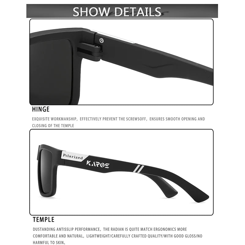 Karos Men's Polarized Sunglasses Square Casual Outdoors Sun Glasses Women Unisex Sunglass Sports Driving Fishing UV400 Eyewear