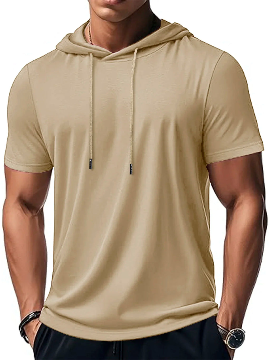 Men's Trendy And Fashionable Thin Style Breathable Loose Outdoor Running Casual Top Sports Short Sleeved T-shirt Hooded Style