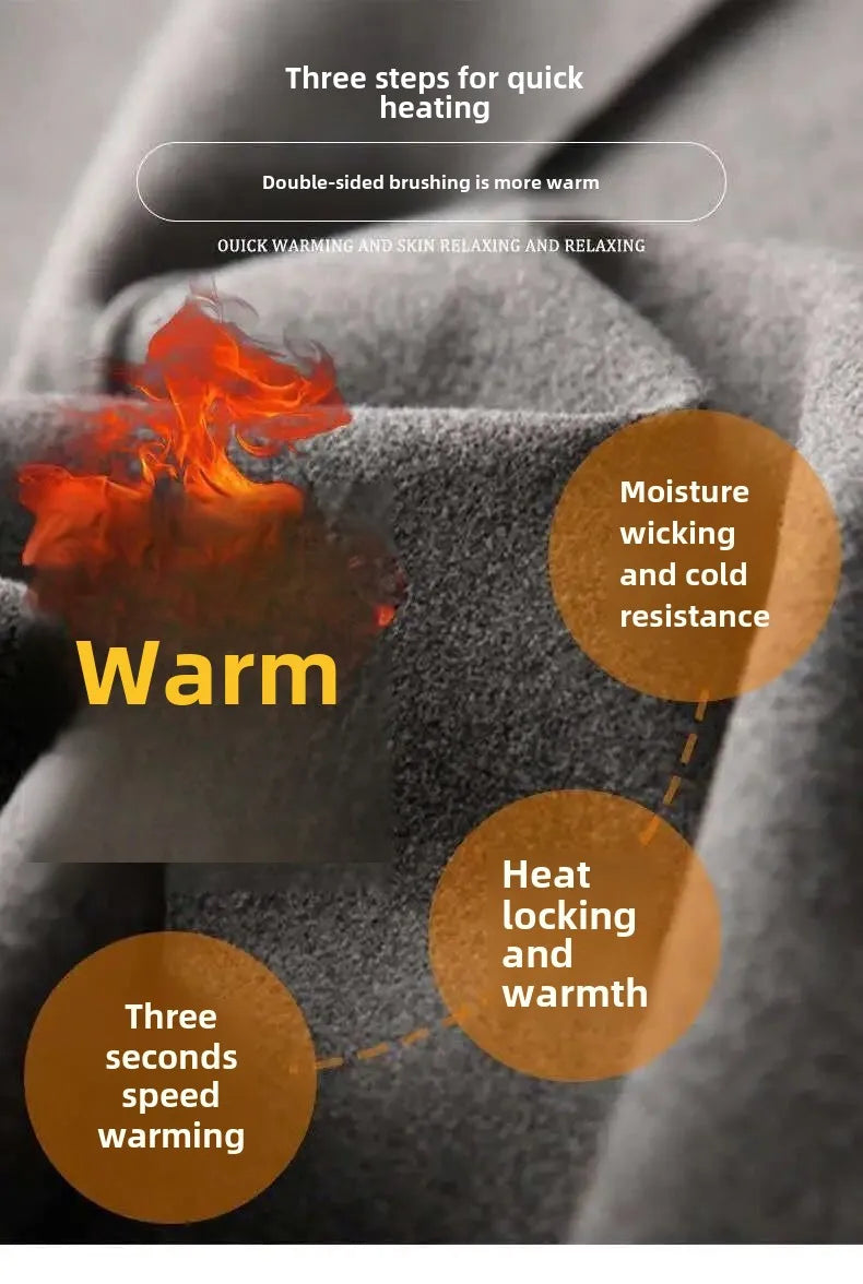 New 2024 Thicken Men's Mock Neck Thermal Tee Casual Tops Thick Thermal Inner SleepWear Fleece Long Sleeve T-Shirt Mens Clothing