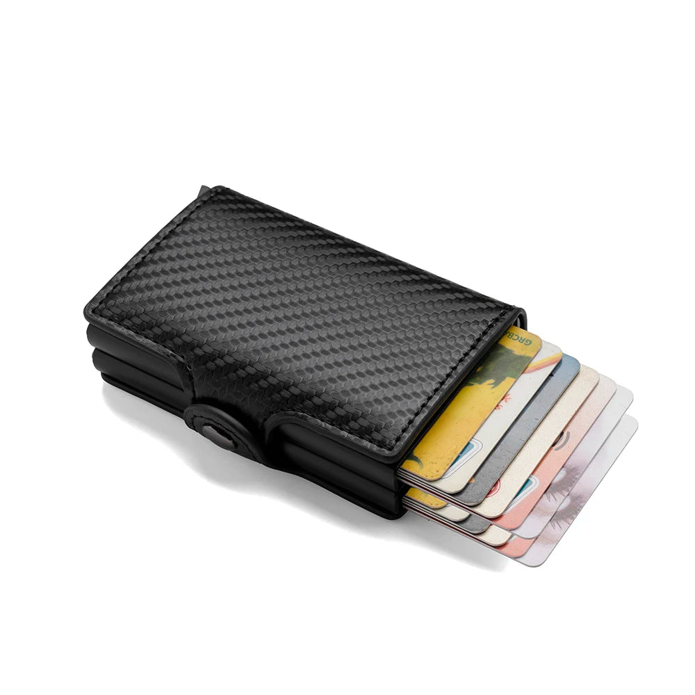 Carbon Fiber Credit Card Holder Mens Double Anti Rfid Bank Cardholder Case Wallet Metal Business Bank Minimalist Wallet Gift