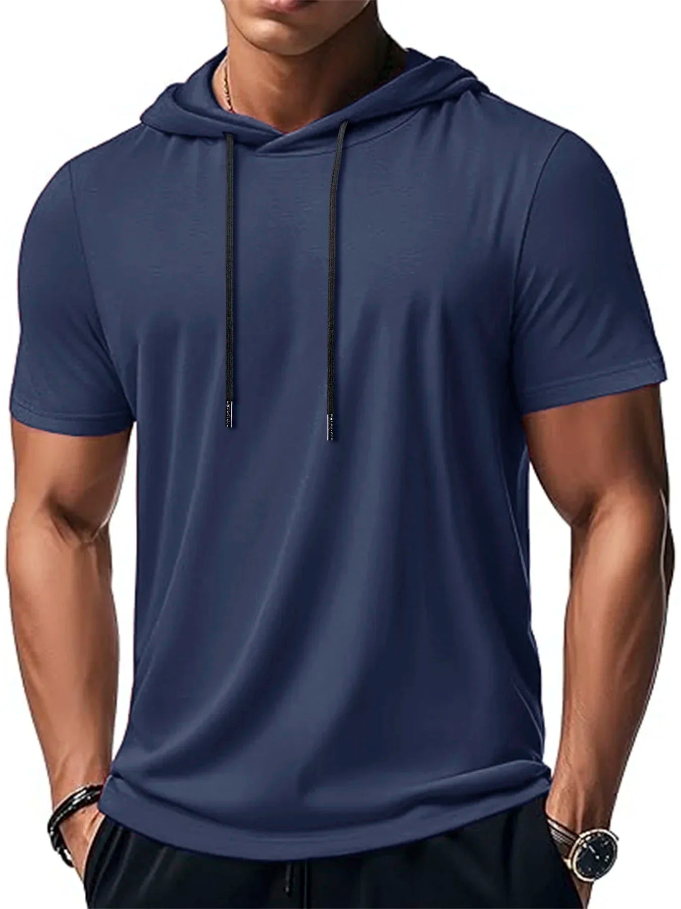 Men's Trendy And Fashionable Thin Style Breathable Loose Outdoor Running Casual Top Sports Short Sleeved T-shirt Hooded Style