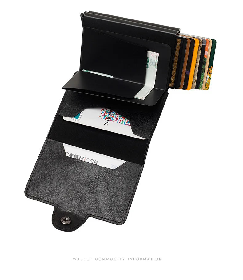 Carbon Fiber Credit Card Holder Mens Double Anti Rfid Bank Cardholder Case Wallet Metal Business Bank Minimalist Wallet Gift