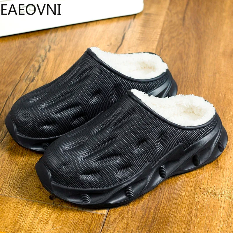 New Slippers for Men Winter Cotton Outdoor Mans Casual Men's Shoes Trendy All-match Waterproof Lightweight Non-slip Couple Shoe