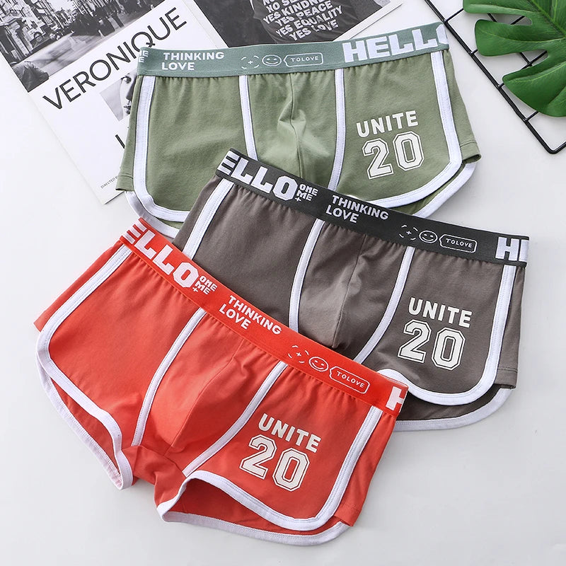 1/3pcs Men Underwear Sports Boxer Shorts Cotton Solid Color Sexy Panties Fashion Breathable  Comfortable Underpants man U Convex