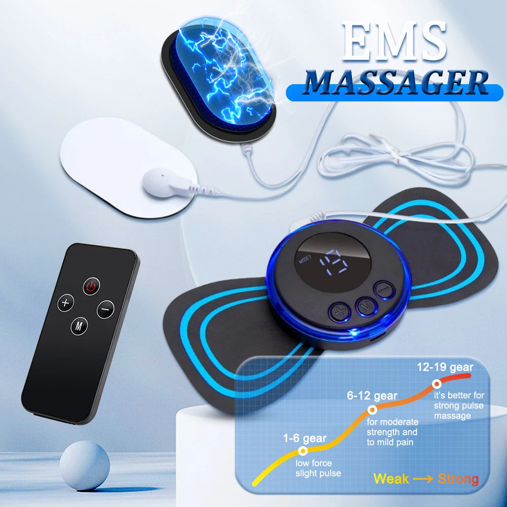 EMS Neck Massager Electric Muscle Stimulator Cervical Sticker Massage Patch Low Frequency Pulse Masajeador Pads Body Pain Relief