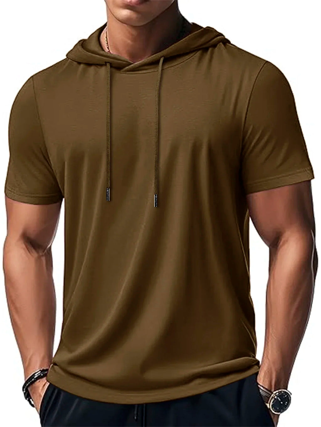 Men's Trendy And Fashionable Thin Style Breathable Loose Outdoor Running Casual Top Sports Short Sleeved T-shirt Hooded Style