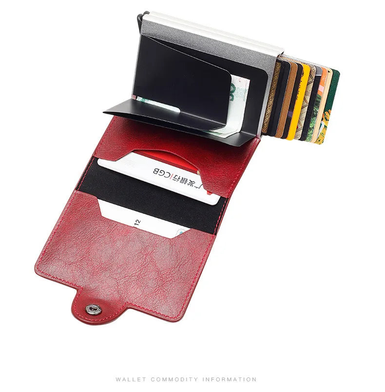 Carbon Fiber Credit Card Holder Mens Double Anti Rfid Bank Cardholder Case Wallet Metal Business Bank Minimalist Wallet Gift