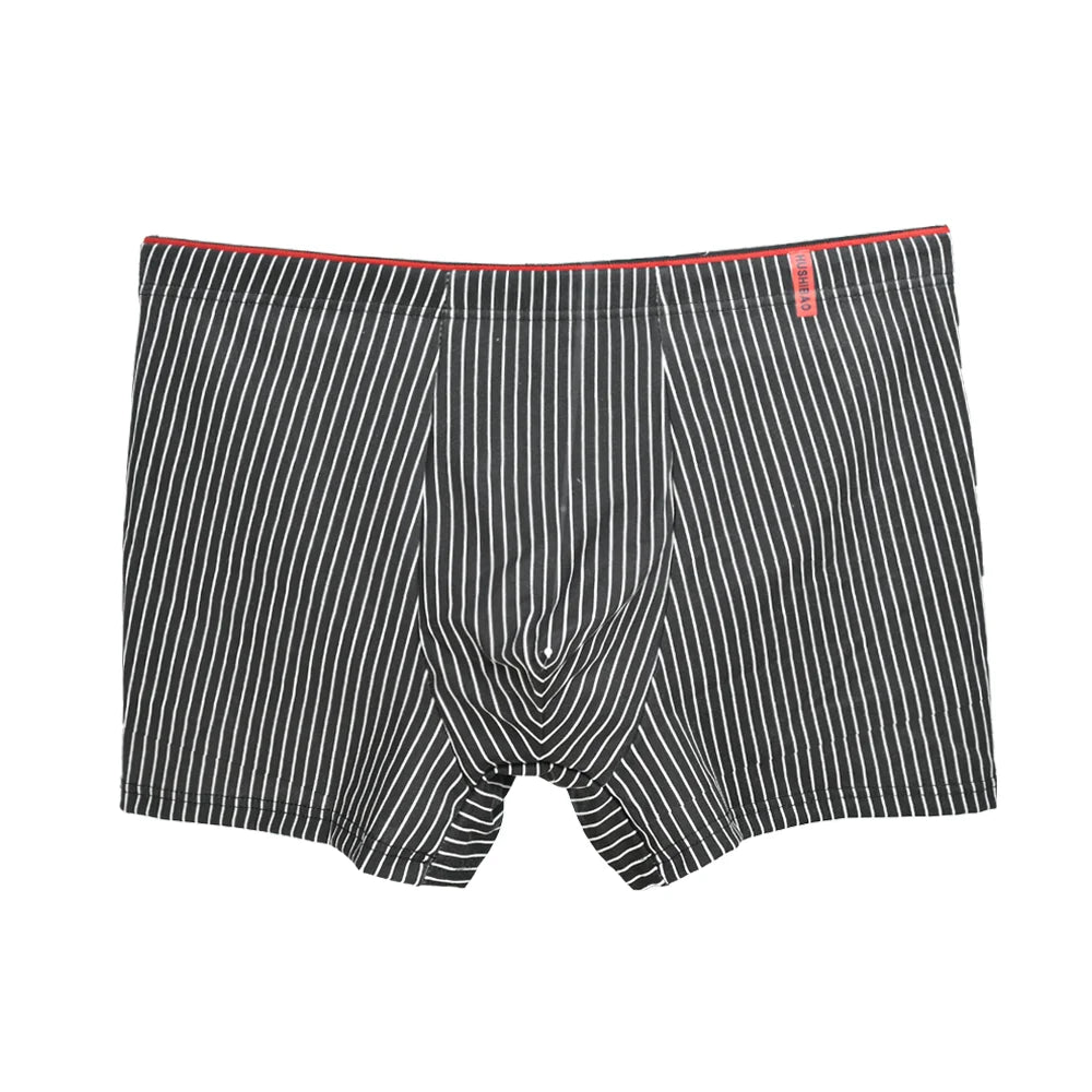 Men's Cotton Boxer Shorts High Elastic Male Boxers Underwear Man Stripe Underpants Youth Middle-Aged Panties U Convex Lingerie