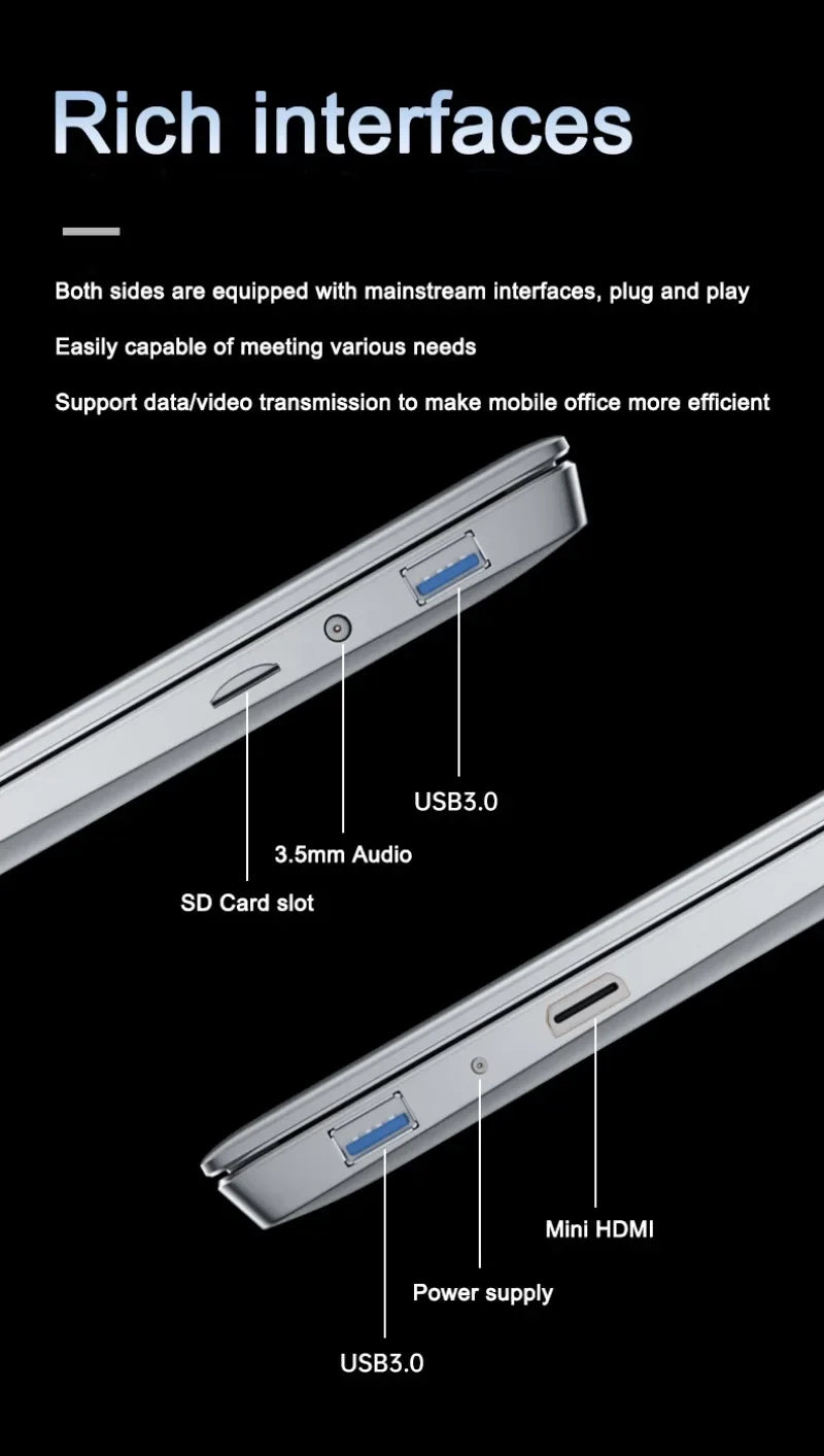 LENO 15.6"Portable Laptop 32GB DDR4 2TB SSD Intel N5095 Wntindows11 Notebook PC Gamer Office Computer with Backlit Fingerpri