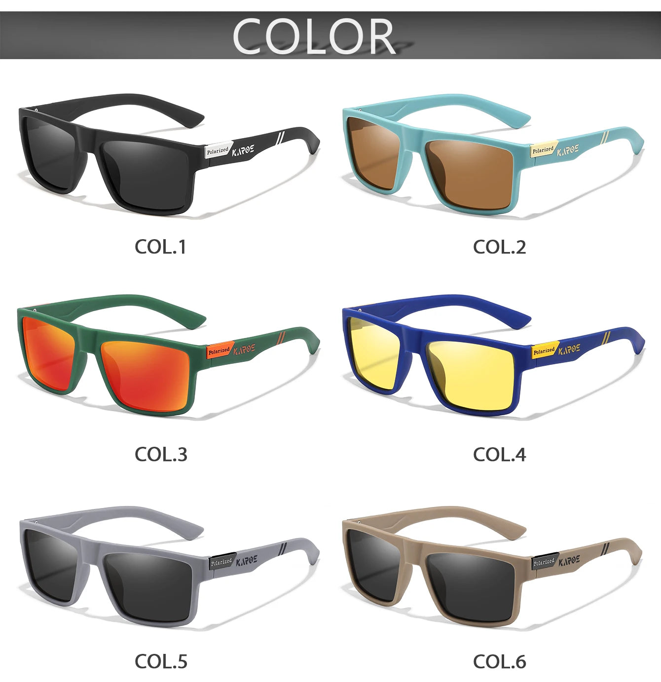 Karos Men's Polarized Sunglasses Square Casual Outdoors Sun Glasses Women Unisex Sunglass Sports Driving Fishing UV400 Eyewear