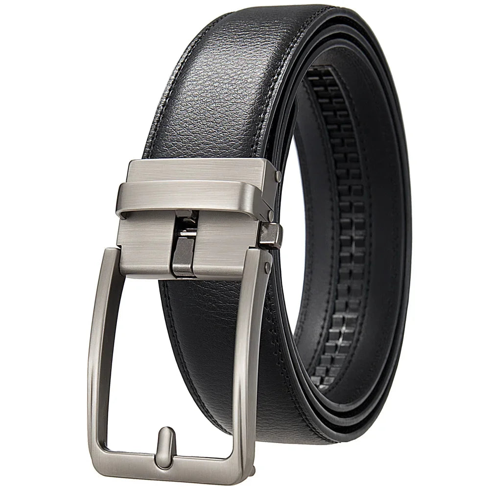 Plus Size 170 160 150 140 130cm Click Business Belts Men Automatic Buckle Genuine Leather Men's Jeans High Quality Waist Strap