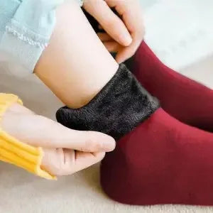 Winter Warm Solid Women Socks Thicken Thermal Socks Wool Cashmere Black Skin Seamless Snow Sock Velvet Unisex Socks
