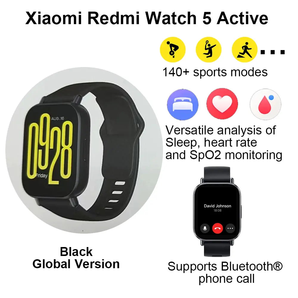 Xiaomi Redmi Watch 5 Active Smart Watch Bluetooth 5.3 Blood Oxygen Heart Rate Supports Bluetooth Voice Calls 2" LCD Display