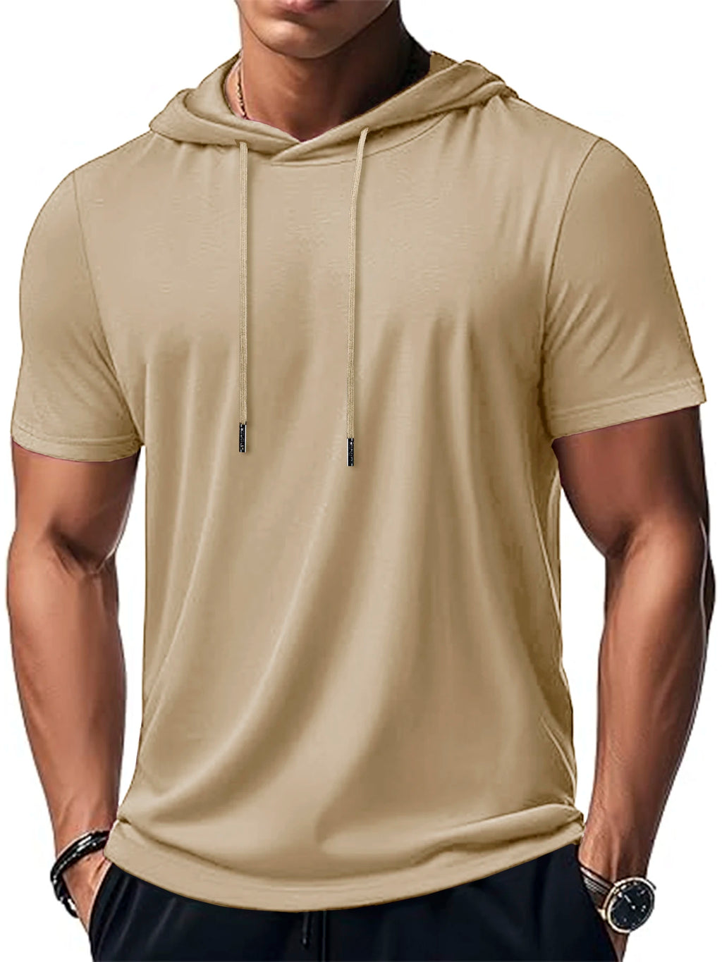 Men's Trendy And Fashionable Thin Style Breathable Loose Outdoor Running Casual Top Sports Short Sleeved T-shirt Hooded Style