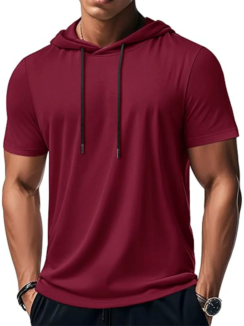 Men's Trendy And Fashionable Thin Style Breathable Loose Outdoor Running Casual Top Sports Short Sleeved T-shirt Hooded Style