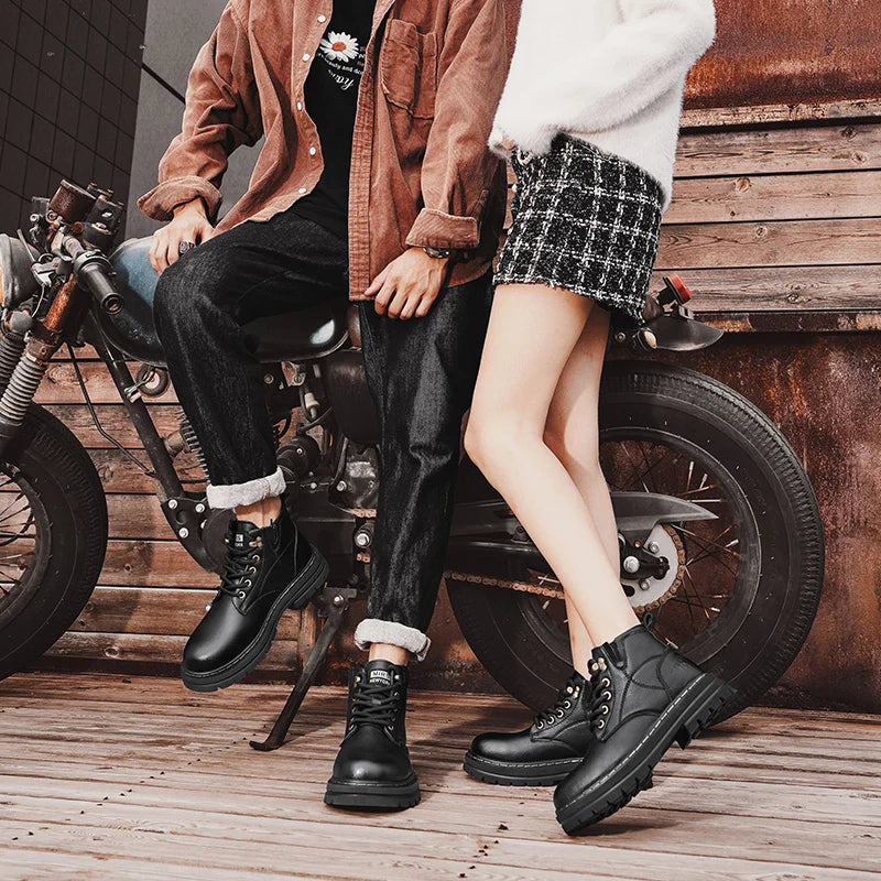 Luxury Brand Men's Lace-Up Shoes Winter Classic Mens High Top Boots Man Korean Version Casual Shoes Male Leather Fashion Boots