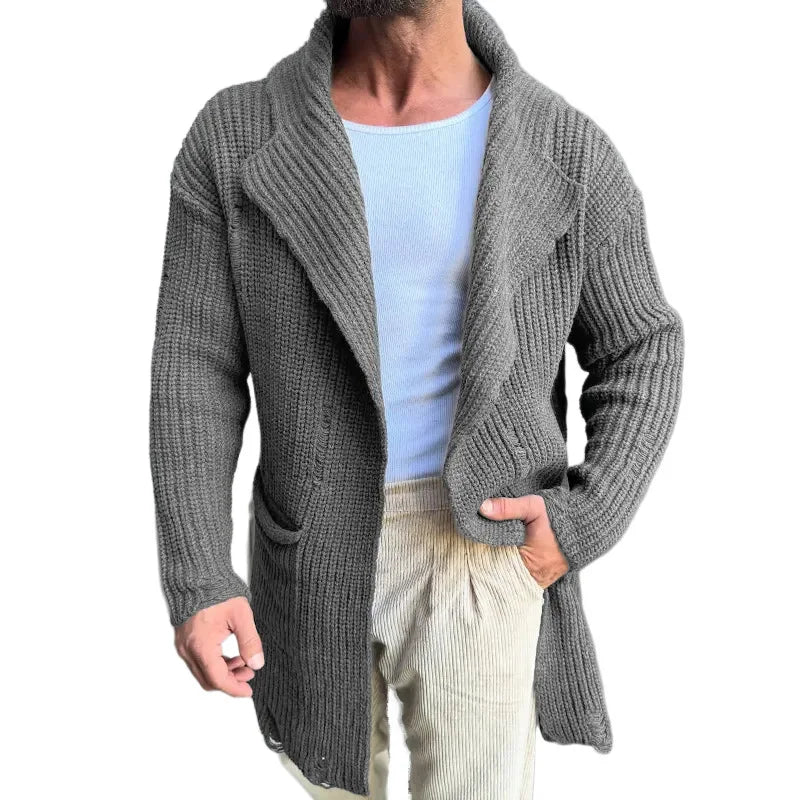 Casual Men Knitting Cardigan Jackets 2025 Spring Fall Stylish Lapel Pockets Sweater Coats For Men Clothes Knitted Sweater Jacket