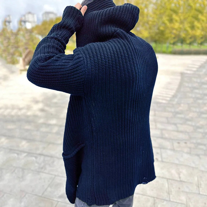 Casual Men Knitting Cardigan Jackets 2025 Spring Fall Stylish Lapel Pockets Sweater Coats For Men Clothes Knitted Sweater Jacket