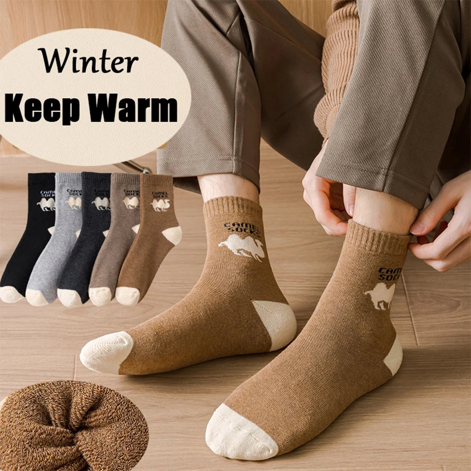 5 Pairs Men Thicken Warm Socks High Quality Casual Comfortable Soft Against Cold Snow Winter Middle Tube Women Male's Sock