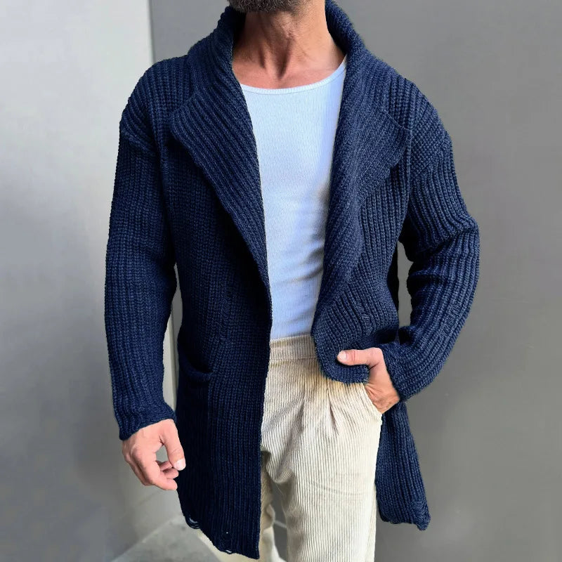 Casual Men Knitting Cardigan Jackets 2025 Spring Fall Stylish Lapel Pockets Sweater Coats For Men Clothes Knitted Sweater Jacket
