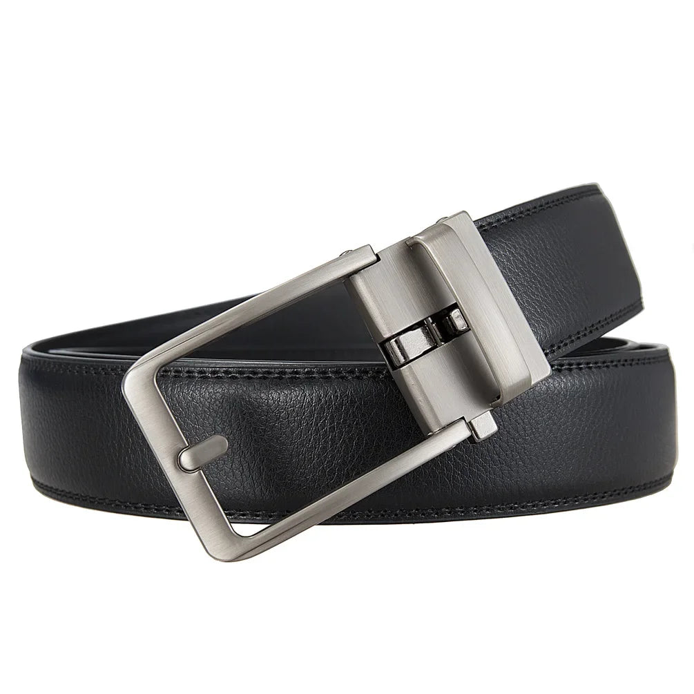 Plus Size 170 160 150 140 130cm Click Business Belts Men Automatic Buckle Genuine Leather Men's Jeans High Quality Waist Strap