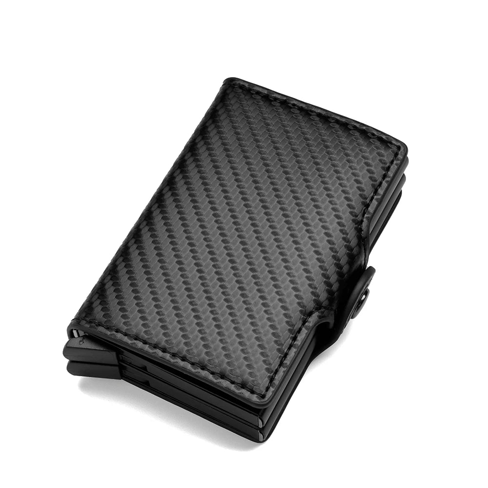Carbon Fiber Credit Card Holder Mens Double Anti Rfid Bank Cardholder Case Wallet Metal Business Bank Minimalist Wallet Gift