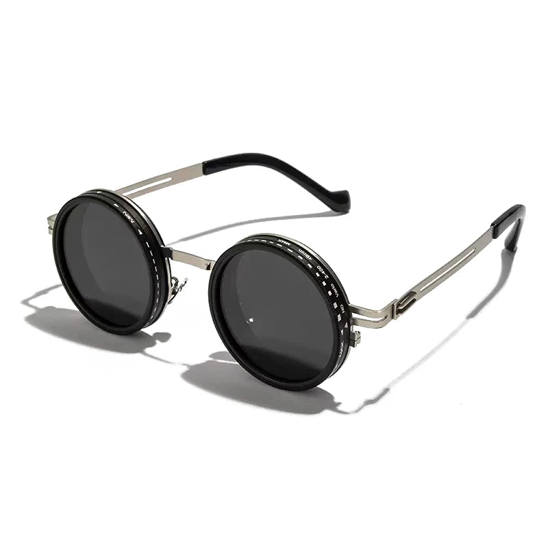 SHAUNA Retro Metal Round Punk ND9-level Adjustable Dimming Sunglasses Women Polarized UV400 Fashion Men Outdoor Sun Glasses