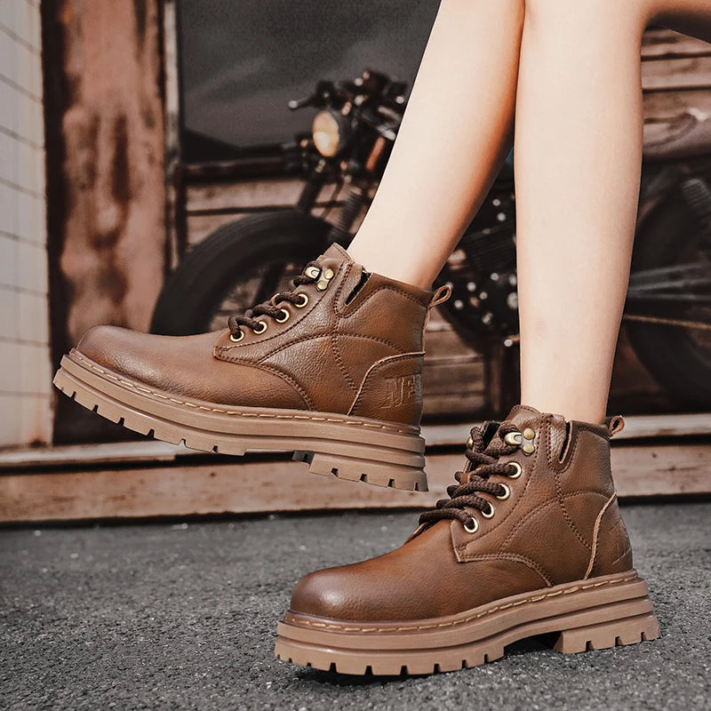 Luxury Brand Men's Lace-Up Shoes Winter Classic Mens High Top Boots Man Korean Version Casual Shoes Male Leather Fashion Boots