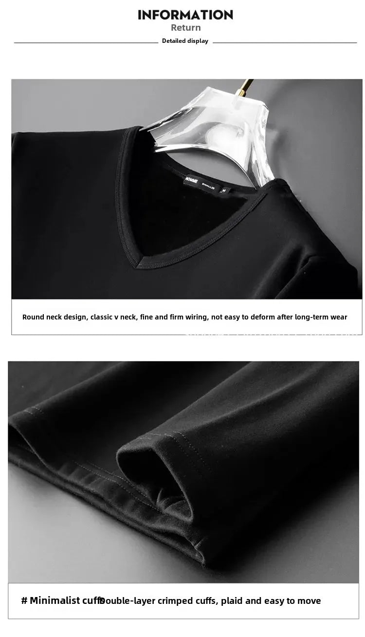 Men's Plush Thermal Long Sleeved T-Shirt Bottoming Shirt Round Neck Shirt Fashion Plus Velvet Padded T-shirt