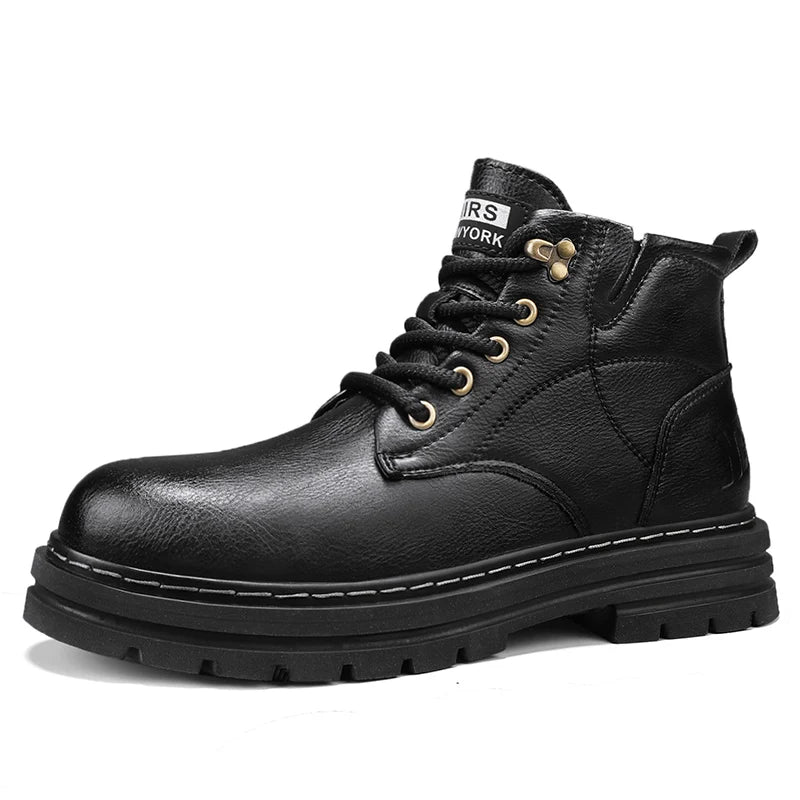 Luxury Brand Men's Lace-Up Shoes Winter Classic Mens High Top Boots Man Korean Version Casual Shoes Male Leather Fashion Boots