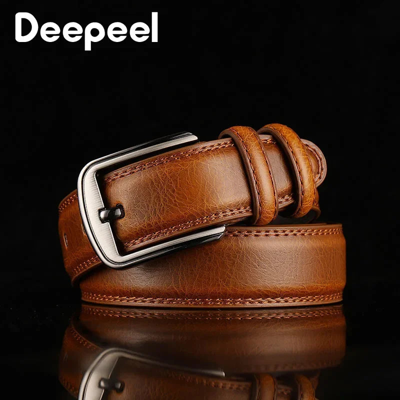 1Pc Deepeel 3.7*110-130cm Men's 2nd Cowskin Leather Belts Male Designer Business Waistband Crafts for Adults Jeans Accessories