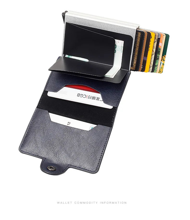 Carbon Fiber Credit Card Holder Mens Double Anti Rfid Bank Cardholder Case Wallet Metal Business Bank Minimalist Wallet Gift