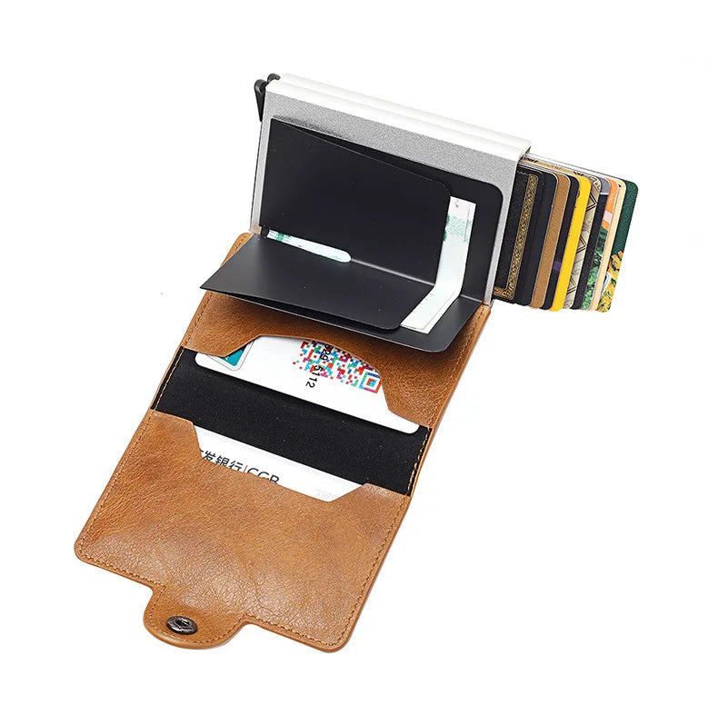 Carbon Fiber Credit Card Holder Mens Double Anti Rfid Bank Cardholder Case Wallet Metal Business Bank Minimalist Wallet Gift