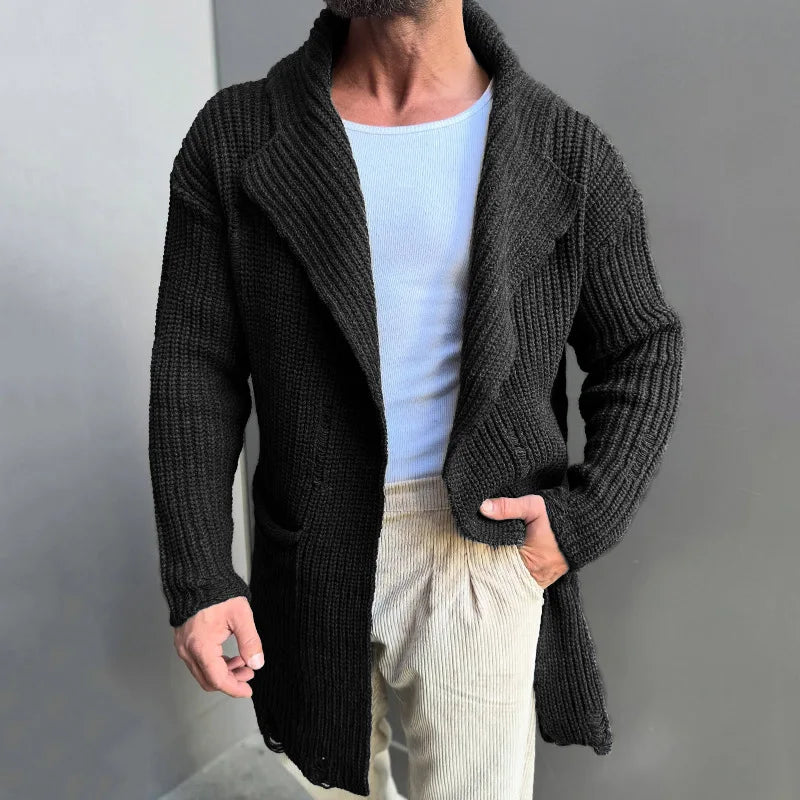 Casual Men Knitting Cardigan Jackets 2025 Spring Fall Stylish Lapel Pockets Sweater Coats For Men Clothes Knitted Sweater Jacket