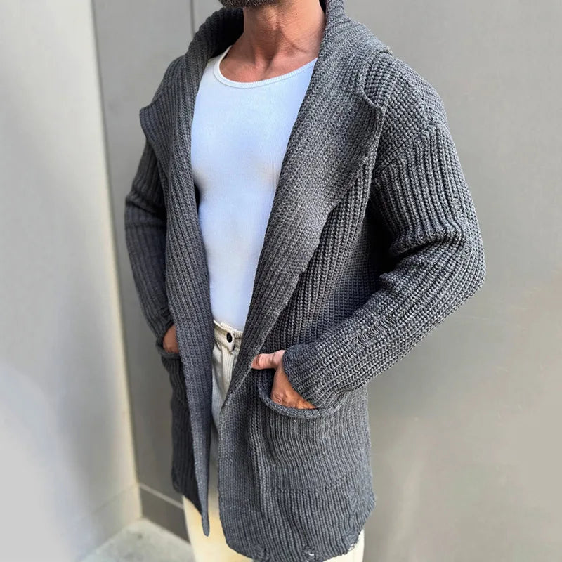 Casual Men Knitting Cardigan Jackets 2025 Spring Fall Stylish Lapel Pockets Sweater Coats For Men Clothes Knitted Sweater Jacket