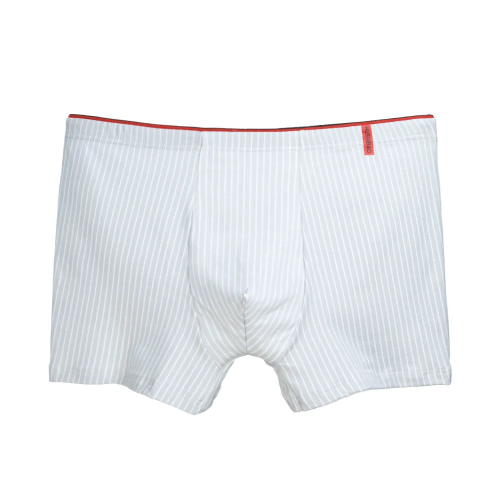 Men's Cotton Boxer Shorts High Elastic Male Boxers Underwear Man Stripe Underpants Youth Middle-Aged Panties U Convex Lingerie
